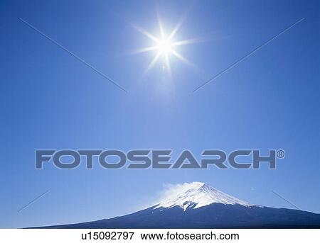 Stock Photo - "Mt. Fuji And Sun, Yamanashi, Japan". Fotosearch