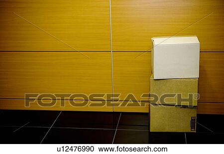 Stock Image - Cardboard boxes in office. Fotosearch