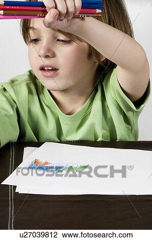 Boy drawing View Large Photo Image Stock Image - Boy drawing. Fotosearch