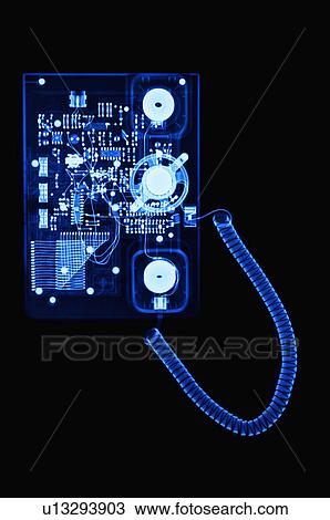 Stock Image - X-ray Image, Landline Phone. Fotosearch