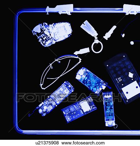 Stock Photo - X-ray Image, many things in a suitcase. Fotosearch