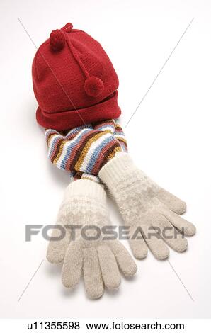 Stock Photo - Knit Hat, Scarf, Glove. Fotosearch