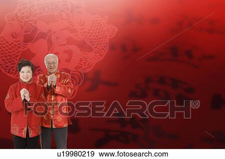 Aged couple wishing good luck in background of lucky pattern, CG, Chinese Culture, Backgrounds View Large Photo Image Stock Photo - Aged couple wishing good luck in background of lucky pattern, CG, Chinese Culture, Backgrounds. Fotosearch