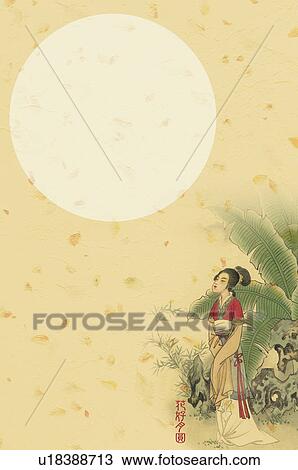 Illustration of a young woman with moon, CG, Chinese Culture, Backgrounds View Large Photo Image Stock Image - Illustration of a young woman with moon, CG, Chinese Culture, Backgrounds. Fotosearch