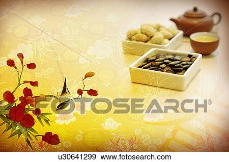 Teapot and snack with background of lucky pattern, CG, Chinese Culture, Backgrounds View Large Photo Image Stock Photo - Teapot and snack with background of lucky pattern, CG, Chinese Culture, Backgrounds. Fotosearch