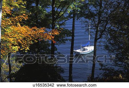 Stock Image - Boat on a lake. Fotosearch