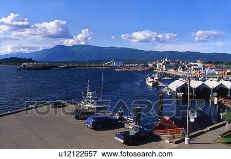 Stock Photo - Busy waterfront and pier. Fotosearch