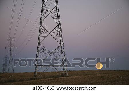Stock Photograph - Electricity pylons. Fotosearch