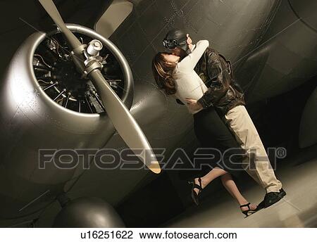 Stock Image - Pilot saying goodbye. Fotosearch