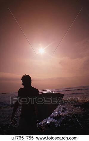 Stock Photography - Silhouette of surfer. Fotosearch