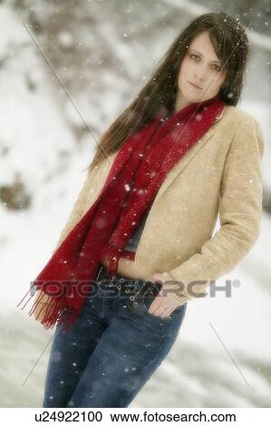 Teenage girl in the snow View Large Photo Image Stock Image - Teenage girl in the snow. Fotosearch
