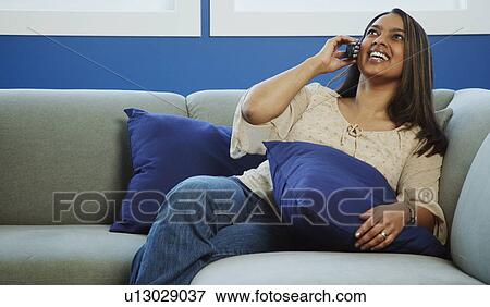 Stock Photo - Telephone conversation. Fotosearch