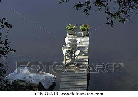 Two outdoor chairs on a jetty View Large Photo Image Stock Photo - Two outdoor chairs on a jetty. Fotosearch