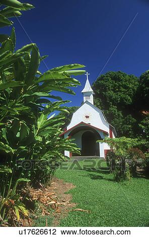 Stock Image - White church in rural setting. Fotosearch
