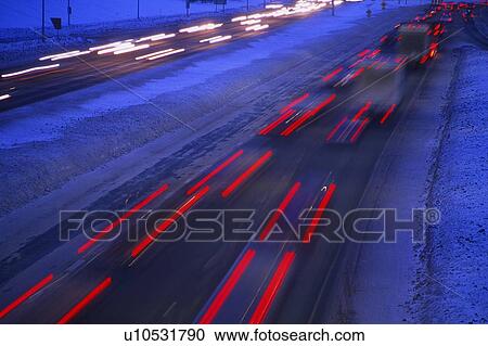 Stock Image - A busy winter street. Fotosearch