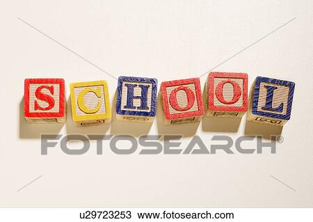 Blocks spelling "school" View Large Photo Image Stock Image - Blocks spelling "school". Fotosearch
