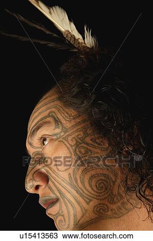 Stock Image - Closeup of Native face. Fotosearch