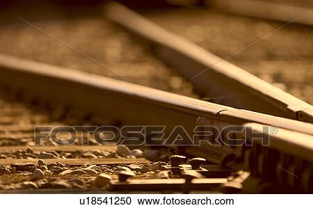 Closeup of tie on train track View Large Photo Image Stock Image - Closeup of tie on train track. Fotosearch