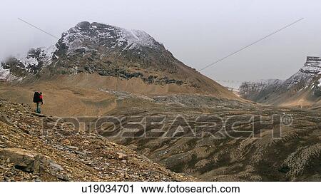 Stock Image - Hiker at Whitegoat Wilderness Area. Fotosearch