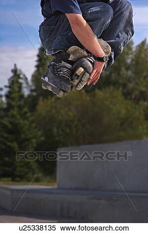 Stock Photography - Jumping down stairs. Fotosearch