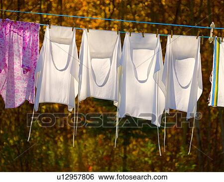 Stock Photograph - Laundry drying on the line. Fotosearch