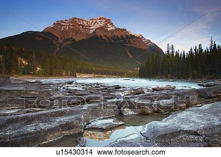 Mount Kerkeslin Athabasca Falls Jasper National Park View Large Photo Image Picture - Mount Kerkeslin Athabasca Falls Jasper National Park. Fotosearch