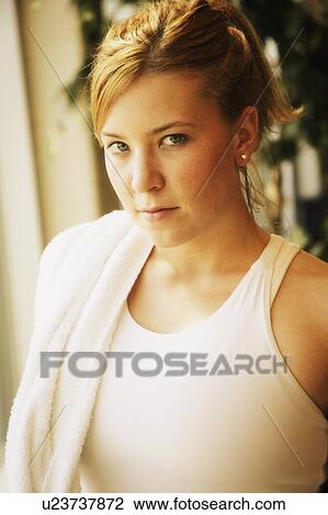 Stock Image - Portrait of a young woman. Fotosearch