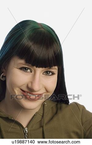 Stock Image - Portrait of woman sitting. Fotosearch