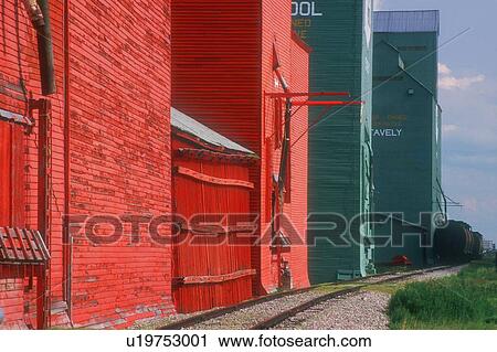 Rail track and prairie Grain Elevator View Large Photo Image Stock Image - Rail track and prairie Grain Elevator. Fotosearch