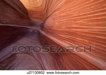Stock Image - Sandstone Formations, "The Wave", Paria Canyon-Vermillion Cliffs Wilderness, Arizona, U. S. A.. Fotosearch