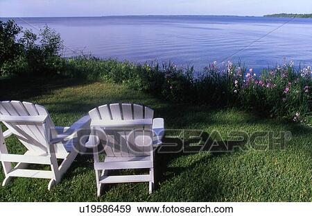 Two Algonquin Chairs and Lake Simcoe View Large Photo Image Stock Photo - Two Algonquin Chairs and Lake Simcoe. Fotosearch