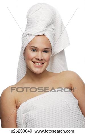 Stock Photo - Woman in bath towel. Fotosearch
