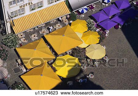 Aerial View of Street Cafés View Large Photo Image Stock Image - Aerial View of Street Cafés. Fotosearch