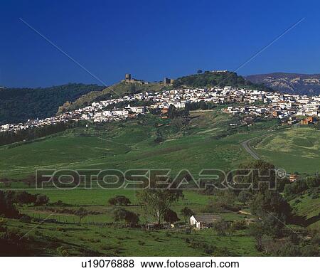 Andalusian town with castle View Large Photo Image Stock Photo - Andalusian town with castle. Fotosearch