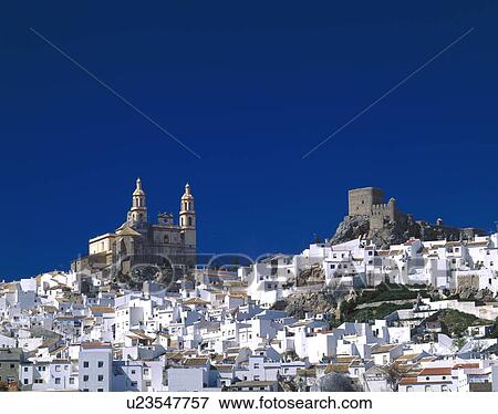 Church and castle, white houses View Large Photo Image Stock Photo - Church and castle, white houses. Fotosearch