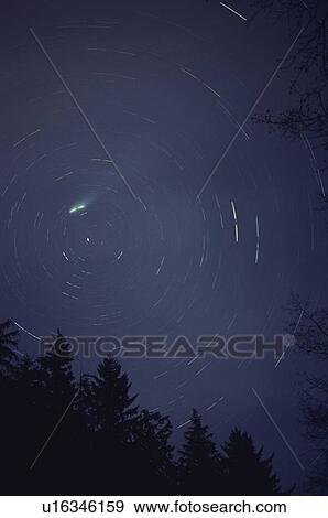 Stock Photo - Comet Hyak and star trails. Fotosearch