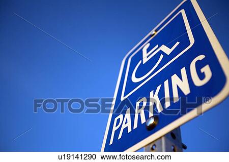 Stock Image - Disabled handicapped parking sign. Fotosearch