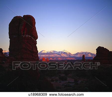 Stock Photo - Distant La Sal Mountains, Arches National Park. Fotosearch