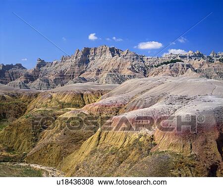 Eroded landscape, Badlands National Park View Large Photo Image Stock Photo - Eroded landscape, Badlands National Park. Fotosearch