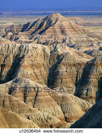 Eroded landscape with banded layers, Badlands National Park View Large Photo Image Picture - Eroded landscape with banded layers, Badlands National Park. Fotosearch