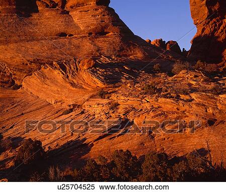 Layered sandstone in redrock country, Arches National Park View Large Photo Image Stock Photography - Layered sandstone in redrock country, Arches National Park. Fotosearch