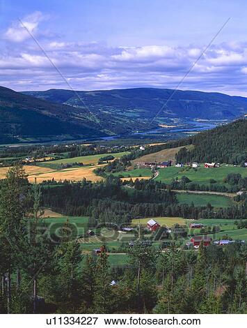 Norwegian valley with farms View Large Photo Image Stock Photo - Norwegian valley with farms. Fotosearch