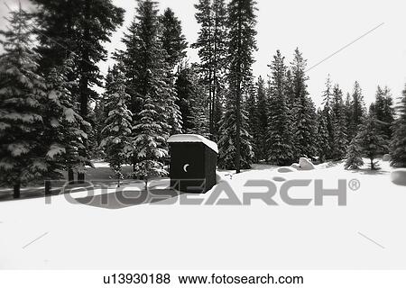 Stock Photo - Outhouse in winter. Fotosearch