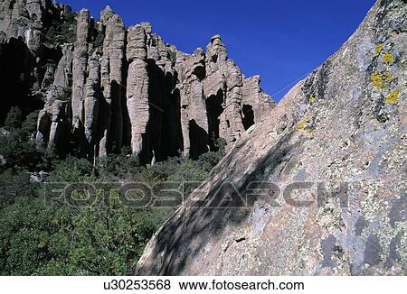 Rhyolite rock formations, Chiricahua National Monument View Large Photo Image Stock Photo - Rhyolite rock formations, Chiricahua National Monument. Fotosearch