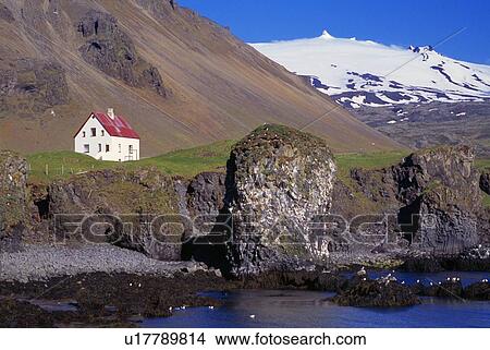 Picture - Rocky harbour with mountains. Fotosearch