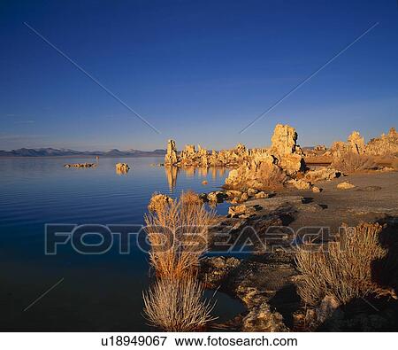 Stone formations are typical of Mono Lake View Large Photo Image Stock Photo - Stone formations are typical of Mono Lake. Fotosearch