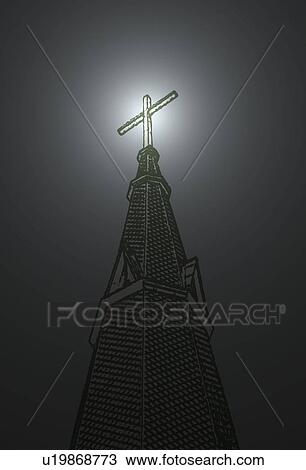Stock Image - A cross on a church steeple. Fotosearch