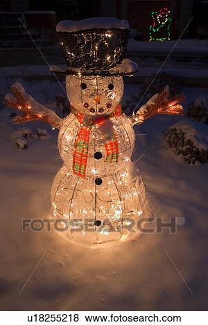 Illuminated snowman View Large Photo Image Stock Photo - Illuminated snowman. Fotosearch