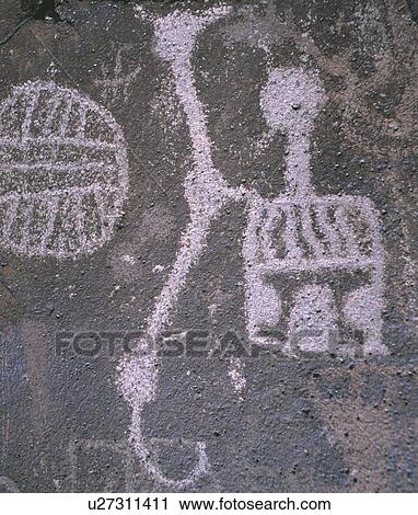 Stock Image - Petroglyph rock art, Mojave Desert, California. Fotosearch