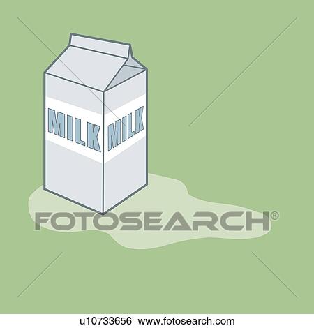 Stock Photograph - Spilt milk from milk carton. Fotosearch